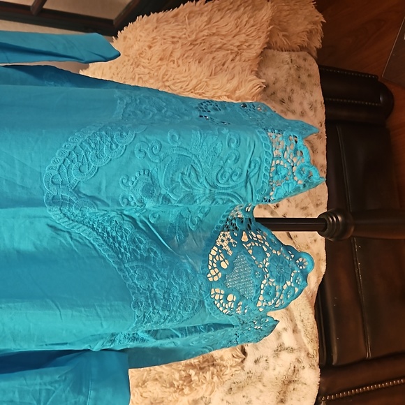 CHICO'S size 3 (16) Teal Tunic - Picture 2 of 5